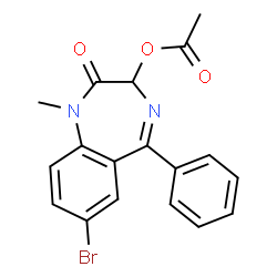 ChemSpider 2D Image | 7-Bromo-1-methyl-2-oxo-5-phenyl-2,3-dihydro-1H-1,4-benzodiazepin-3-yl acetate | C18H15BrN2O3