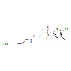ChemSpider 2D Image | 5-Chloro-4-methyl-N-[2-(propylamino)ethyl]-2-thiophenesulfonamide hydrochloride (1:1) | C10H18Cl2N2O2S2