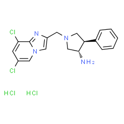 ChemSpider 2D Image | (3S,4R)-1-[(6,8-Dichloroimidazo[1,2-a]pyridin-2-yl)methyl]-4-phenyl-3-pyrrolidinamine dihydrochloride | C18H20Cl4N4