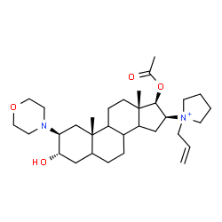 ChemSpider 2D Image | (2beta,3alpha,8xi,9xi,14xi,16beta,17beta)-17-Acetoxy-16-(1-allyl-1-pyrrolidiniumyl)-3-hydroxy-2-(4-morpholinyl)androstane | C32H53N2O4