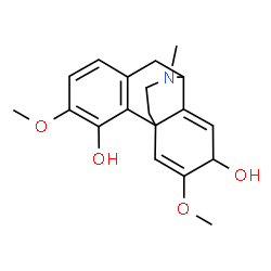 ChemSpider 2D Image | 3,6-Dimethoxy-17-methyl-5,6,8,14-tetradehydromorphinan-4,7-diol | C19H23NO4