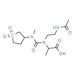 ChemSpider 2D Image | N-(2-Acetamidoethyl)-N-[(1,1-dioxidotetrahydro-3-thiophenyl)(methyl)carbamoyl]alanine | C13H23N3O6S