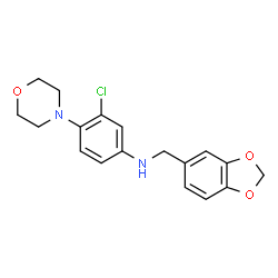 ChemSpider 2D Image | N-(1,3-Benzodioxol-5-ylmethyl)-3-chloro-4-(4-morpholinyl)aniline  | C18H19ClN2O3