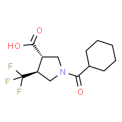 ChemSpider 2D Image | (3S,4S)-1-(Cyclohexylcarbonyl)-4-(trifluoromethyl)-3-pyrrolidinecarboxylic acid | C13H18F3NO3