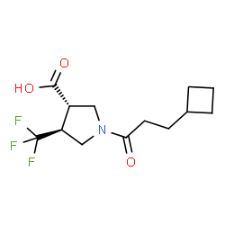ChemSpider 2D Image | (3S,4S)-1-(3-Cyclobutylpropanoyl)-4-(trifluoromethyl)-3-pyrrolidinecarboxylic acid | C13H18F3NO3