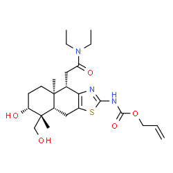 ChemSpider 2D Image | Allyl [(4S,4aR,7R,8R,8aS)-4-[2-(diethylamino)-2-oxoethyl]-7-hydroxy-8-(hydroxymethyl)-4a,8-dimethyl-4,4a,5,6,7,8,8a,9-octahydronaphtho[2,3-d][1,3]thiazol-2-yl]carbamate | C24H37N3O5S