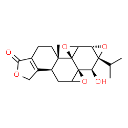 ChemSpider 2D Image | (3bS,5aS,6R,6aR,7aS,8aS,8bS)-6-Hydroxy-6a-isopropyl-8b-methyl-3b,4,4a,6,6a,7a,7b,8b,9,10-decahydrotrisoxireno[6,7:8a,9:4b,5]phenanthro[1,2-c]furan-1(3H)-one | C20H24O6