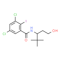 ChemSpider 2D Image | 3,5-Dichloro-N-(1-hydroxy-4,4-dimethyl-3-pentanyl)-2-iodobenzamide | C14H18Cl2INO2