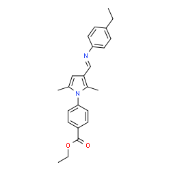 ChemSpider 2D Image | Ethyl 4-(3-{(E)-[(4-ethylphenyl)imino]methyl}-2,5-dimethyl-1H-pyrrol-1-yl)benzoate | C24H26N2O2