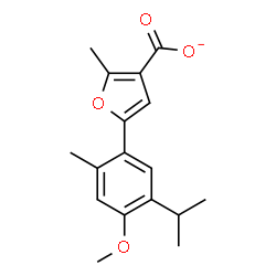 ChemSpider 2D Image | 5-(5-Isopropyl-4-methoxy-2-methylphenyl)-2-methyl-3-furoate | C17H19O4