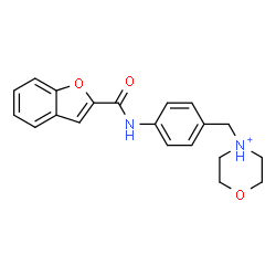 ChemSpider 2D Image | 4-{4-[(1-Benzofuran-2-ylcarbonyl)amino]benzyl}morpholin-4-ium | C20H21N2O3