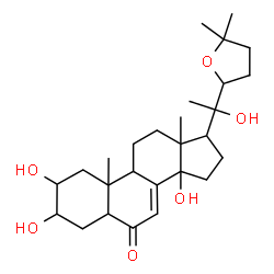 ChemSpider 2D Image | 2,3,14,20-Tetrahydroxy-22,25-epoxycholest-7-en-6-one | C27H42O6