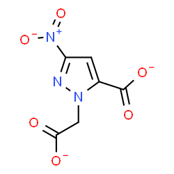 ChemSpider 2D Image | 1-(Carboxylatomethyl)-3-nitro-1H-pyrazole-5-carboxylate | C6H3N3O6