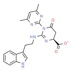 ChemSpider 2D Image | (4S)-2-{[2-(1H-Indol-3-yl)ethyl]amino}-4',6'-dimethyl-6-oxo-5,6-dihydro-4H-1,2'-bipyrimidine-4-carboxylate | C21H21N6O3