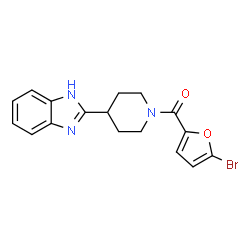ChemSpider 2D Image | [4-(1H-Benzimidazol-2-yl)-1-piperidinyl](5-bromo-2-furyl)methanone | C17H16BrN3O2