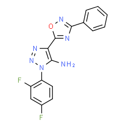 ChemSpider 2D Image | 1-(2,4-Difluorophenyl)-4-(3-phenyl-1,2,4-oxadiazol-5-yl)-1H-1,2,3-triazol-5-amine | C16H10F2N6O