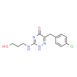 ChemSpider 2D Image | 6-(4-Chlorobenzyl)-3-[(3-hydroxypropyl)amino]-1,2,4-triazin-5(2H)-one | C13H15ClN4O2