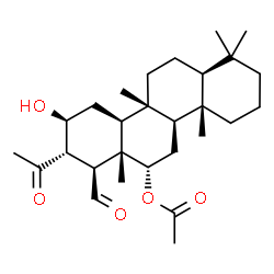 ChemSpider 2D Image | (4aS,4bR,6S,6aS,7S,8S,9S,10aS,10bR,12aS)-8-Acetyl-7-formyl-9-hydroxy-1,1,4a,6a,10b-pentamethyloctadecahydro-6-chrysenyl acetate | C28H44O5