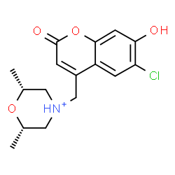 ChemSpider 2D Image | (2R,6S)-4-[(6-Chloro-7-hydroxy-2-oxo-2H-chromen-4-yl)methyl]-2,6-dimethylmorpholin-4-ium | C16H19ClNO4