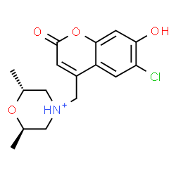 ChemSpider 2D Image | (2R,6R)-4-[(6-Chloro-7-hydroxy-2-oxo-2H-chromen-4-yl)methyl]-2,6-dimethylmorpholin-4-ium | C16H19ClNO4
