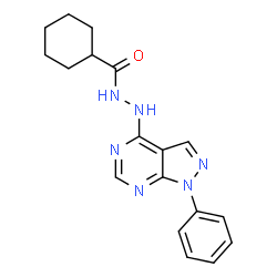 ChemSpider 2D Image | N'-(1-Phenyl-1H-pyrazolo[3,4-d]pyrimidin-4-yl)cyclohexanecarbohydrazide | C18H20N6O