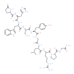 ChemSpider 2D Image | glycinamide, 5-oxo-L-prolyl-L-histidyl-L-tryptophyl-L-seryl-L-tyrosylglycyl-L-leucyl-L-arginyl-L-prolyl-, conjugate monoacid | C55H76N17O13