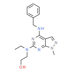ChemSpider 2D Image | 2-{[4-(benzylamino)-1-methylpyrazolo[3,4-d]pyrimidin-6-yl](ethyl)amino}ethanol | C17H22N6O