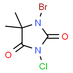 ChemSpider 2D Image | 1-Bromo-3-chloro-5,5-dimethylhydantoin | C5H6BrClN2O2