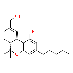 ChemSpider 2D Image | (6aR,10aR)-9-(Hydroxymethyl)-6,6-dimethyl-3-pentyl-6a,7,8,10a-tetrahydro-6H-benzo[c]chromen-1-ol | C21H30O3