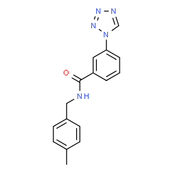 ChemSpider 2D Image | N-(4-Methylbenzyl)-3-(1H-tetrazol-1-yl)benzamide | C16H15N5O