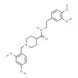 ChemSpider 2D Image | 1-(2,4-Dimethoxybenzyl)-N-[2-(3,4-dimethoxyphenyl)ethyl]-N-methyl-4-piperidinecarboxamide | C26H36N2O5