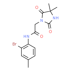 ChemSpider 2D Image | N-(2-Bromo-4-methylphenyl)-2-(4,4-dimethyl-2,5-dioxo-1-imidazolidinyl)acetamide | C14H16BrN3O3