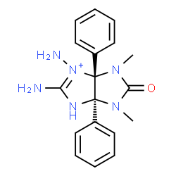 ChemSpider 2D Image | (3aR,6aS)-1,2-Diamino-4,6-dimethyl-5-oxo-3a,6a-diphenyl-3,3a,4,5,6,6a-hexahydroimidazo[4,5-d]imidazol-1-ium | C18H21N6O