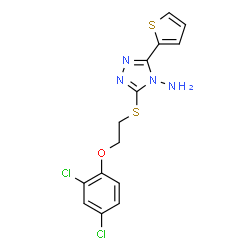 ChemSpider 2D Image | 3-{[2-(2,4-Dichlorophenoxy)ethyl]sulfanyl}-5-(2-thienyl)-4H-1,2,4-triazol-4-amine | C14H12Cl2N4OS2