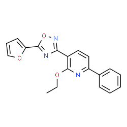 ChemSpider 2D Image | 2-Ethoxy-3-[5-(2-furyl)-1,2,4-oxadiazol-3-yl]-6-phenylpyridine | C19H15N3O3