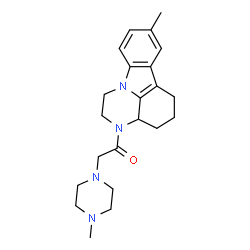 ChemSpider 2D Image | 1-(8-Methyl-1,2,3a,4,5,6-hexahydro-pyrazino[3,2,1-jk]carbazol-3-yl)-2-(4-methyl-piperazin-1-yl)-ethanone | C22H30N4O