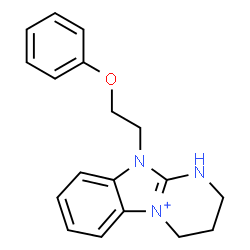 ChemSpider 2D Image | 10-(2-Phenoxyethyl)-2,3,4,10-tetrahydro-1H-pyrimido[1,2-a][3,1]benzimidazol-5-ium | C18H20N3O