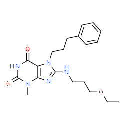 ChemSpider 2D Image | 8-[(3-Ethoxypropyl)amino]-3-methyl-7-(3-phenylpropyl)-3,7-dihydro-1H-purine-2,6-dione | C20H27N5O3