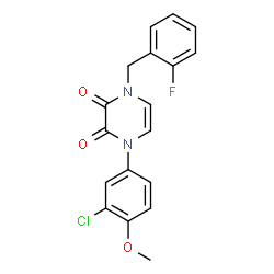 ChemSpider 2D Image | 1-(3-Chloro-4-methoxyphenyl)-4-(2-fluorobenzyl)-1,4-dihydro-2,3-pyrazinedione | C18H14ClFN2O3