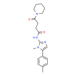 ChemSpider 2D Image | N-[1-methyl-5-(4-methylphenyl)-2-imidazolyl]-4-oxo-4-(1-piperidinyl)butanamide | C20H26N4O2