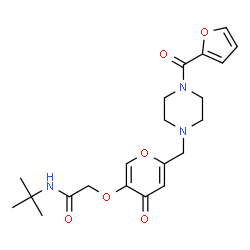 ChemSpider 2D Image | 2-[(6-{[4-(2-Furoyl)-1-piperazinyl]methyl}-4-oxo-4H-pyran-3-yl)oxy]-N-(2-methyl-2-propanyl)acetamide | C21H27N3O6