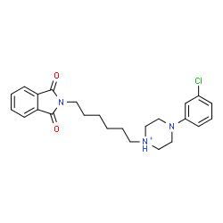 ChemSpider 2D Image | 4-(3-Chlorophenyl)-1-[6-(1,3-dioxo-1,3-dihydro-2H-isoindol-2-yl)hexyl]piperazin-1-ium | C24H29ClN3O2