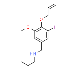 ChemSpider 2D Image | N-[4-(Allyloxy)-3-iodo-5-methoxybenzyl]-2-methyl-1-propanamine | C15H22INO2
