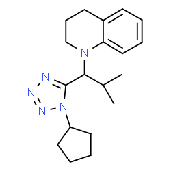 ChemSpider 2D Image | 1-[1-(1-Cyclopentyl-1H-tetrazol-5-yl)-2-methylpropyl]-1,2,3,4-tetrahydroquinoline | C19H27N5