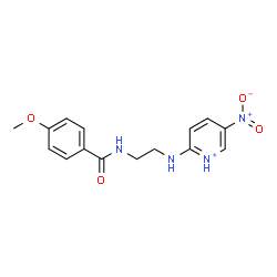 ChemSpider 2D Image | 2-({2-[(4-Methoxybenzoyl)amino]ethyl}amino)-5-nitropyridinium | C15H17N4O4