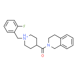 ChemSpider 2D Image | 4-(3,4-Dihydro-2(1H)-isoquinolinylcarbonyl)-1-(2-fluorobenzyl)piperidinium | C22H26FN2O