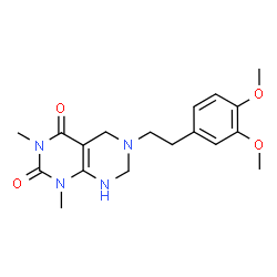ChemSpider 2D Image | 6-(3,4-dimethoxyphenethyl)-1,3-dimethyl-5,6,7,8-tetrahydropyrimido[4,5-d]pyrimidine-2,4(1H,3H)-dione | C18H24N4O4