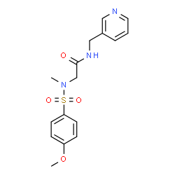 ChemSpider 2D Image | N~2~-[(4-Methoxyphenyl)sulfonyl]-N~2~-methyl-N-(3-pyridinylmethyl)glycinamide | C16H19N3O4S