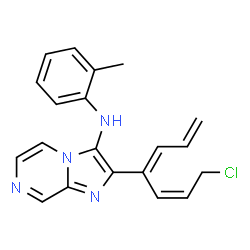 ChemSpider 2D Image | 2-[(3E,5Z)-7-Chloro-1,3,5-heptatrien-4-yl]-N-(2-methylphenyl)imidazo[1,2-a]pyrazin-3-amine | C20H19ClN4