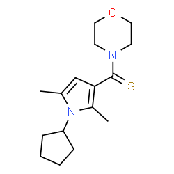 ChemSpider 2D Image | (1-Cyclopentyl-2,5-dimethyl-1H-pyrrol-3-yl)(4-morpholinyl)methanethione | C16H24N2OS